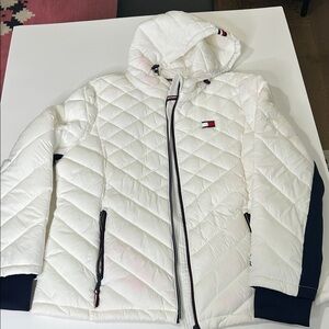 Tommy Hilfiger Ivory Quilted Hooded Jacket